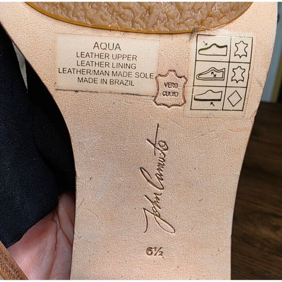 Black Suede Open-Toe Heeled Sandals With Wraparound Straps & Wooden Block Heel B - Picture 5 of 16